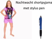 Nachtwacht Short Pyjama - Shortama - Purple girls. Maat 110/116 cm - 5/6 jaar met Stylus Pen.