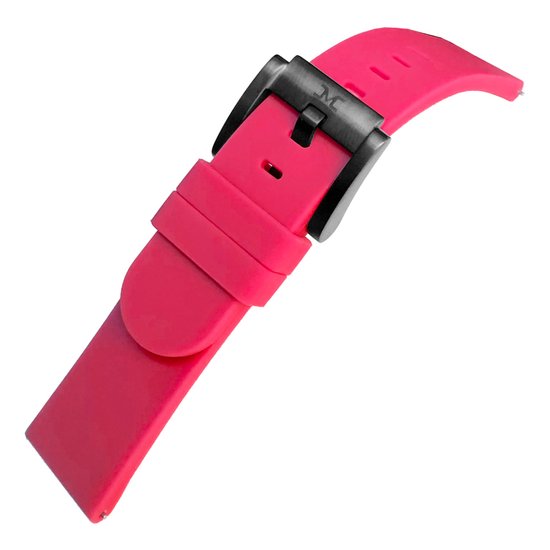 Bracelet montre Marc Coblen - 22 mm - Silicone rose - Boucle noire