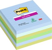 Post-it Super Sticky notes XL Oasis, 90 feuilles, pi 101 x 101 mm, ligné, couleurs assorties, paquet de 6 b