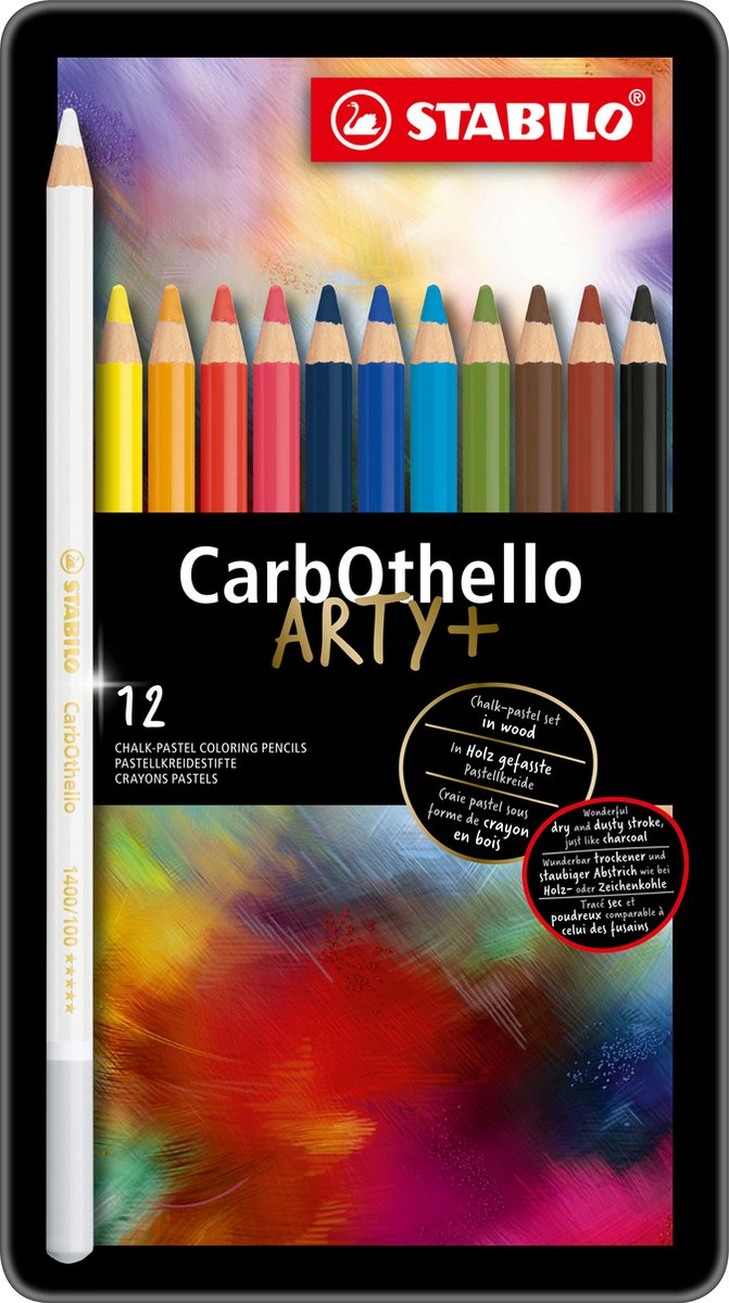 STABILO CarbOthello - Kalkpastel Kleurpotloden - Metalen Etui Met 12 Kleuren