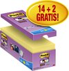 Value Pack: Post-it® Super Sticky Notes, Canary Yellow™, 76mm x 76 mm, 14 blokken + 2 GRATIS