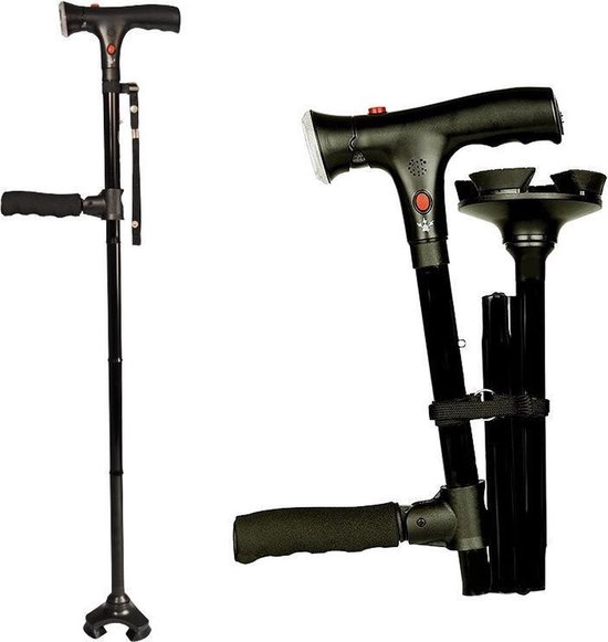 Clever Cane, wandelstok met dubbel handvat – verstelbaar 86-96cm hoog, opvouwbaar, max 105kg