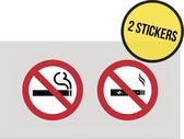 Pictogram/ sticker | 20 x 10 cm | Roken en vapen verboden | E-sigaret | Dampen | Elektronische sigaretten | Vape | Rookverbod | Brandgevaar | Tabak | Universeel | Rechthoek | 2 stuks