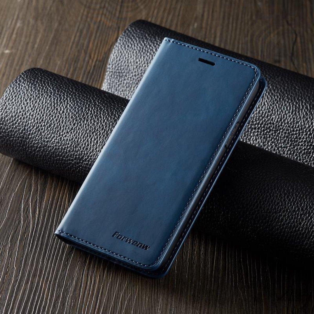 BukkitBow - Leather Case - Kunstleer - Card Case - Hoesje voor iPhone 14 - Blauw