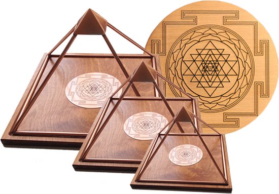 Meru Piramide bundel - Handgemaakte koperen piramides met geactiveerde Shri Yantra