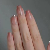 Press On Nails - Nep Nagels - Roze Naturel - Square Oval - Manicure - Plak Nagels - Kunstnagels nailart - Zelfklevend - 27