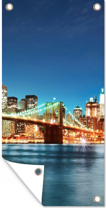 Tuinposter New York - Brug - Architectuur - Brooklyn - Licht - 30x60 cm - Tuindoek - Buitenposter