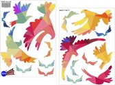 Vogel Raamsticker vrolijk gekleurde Tangram stickers