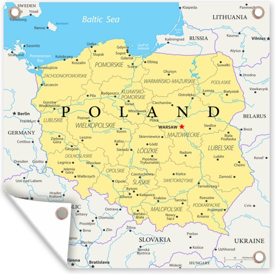Tuindoek Kaart van Polen - 100x100 cm