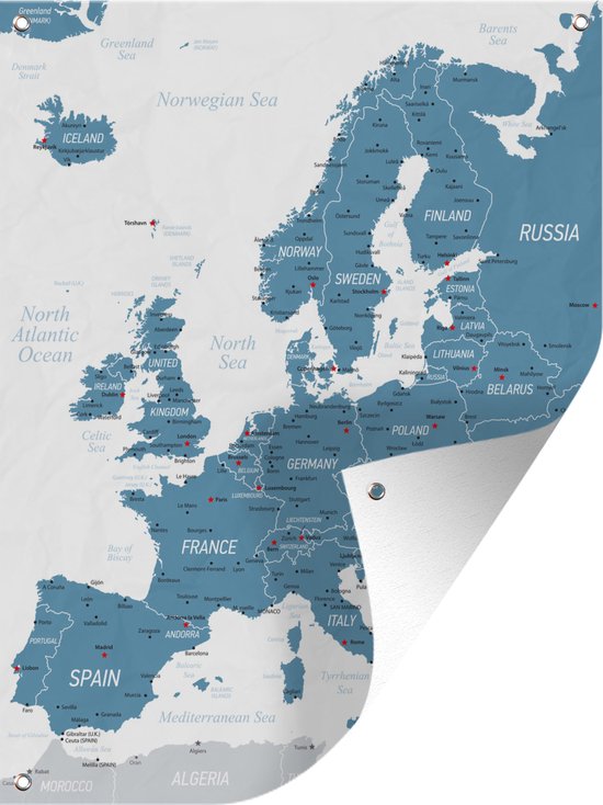 Tuin decoratie Gedetailleerde kaart van Europa - 30x40 cm - Tuindoek - Buitenposter