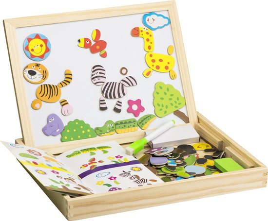 Ikonka Educatief Groot Multifunctioneel Bord - Magnetisch Bord Krijtbord Puzzel Dieren