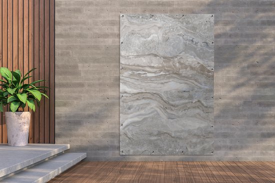 Muurdecoratie Marmer - Textuur - Grijs - 120x180 cm - Tuinposter - Tuindoek - Buitenposter