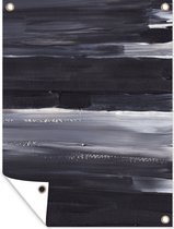 Tuinposter - Abstract - Verf - Zwart - Poster voor buiten - Wanddecoratie - Tuindoek - 90x120 cm