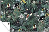 Muurdecoratie Bloemen - Vogel- Collage - 180x120 cm - Tuinposter - Tuindoek - Buitenposter