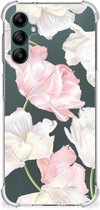 GSM Hoesje Geschikt voor Samsung Galaxy A14 5G Leuk TPU Back Cover met transparante rand Mooie Bloemen