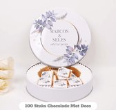 Boîte de chocolat de mariage (100 pièces + boîte), faveur de mariage, cadeau pour les invités, naam personnalisé, cadeau de chocolat de mariage