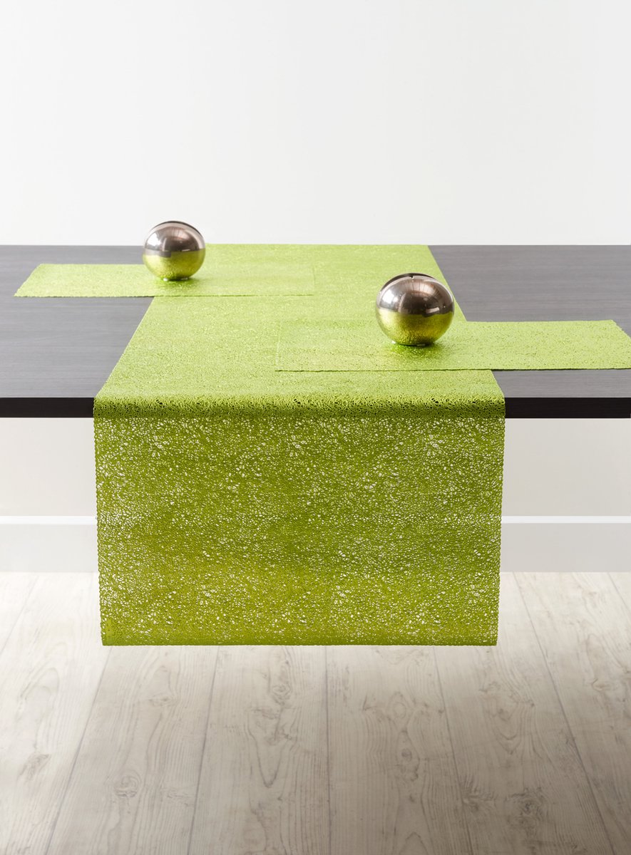 Tafelloper SPAGHETTI, SET/2, 45x150 cm, macaw groen