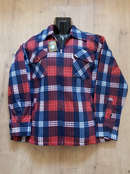 Houthakkers vest - Houthakkersvest - Blouse - Teddy - Ritssluiting - Rits - Maat XL - Blauw - Rood - Wit - Flanel - Thermo - Vest