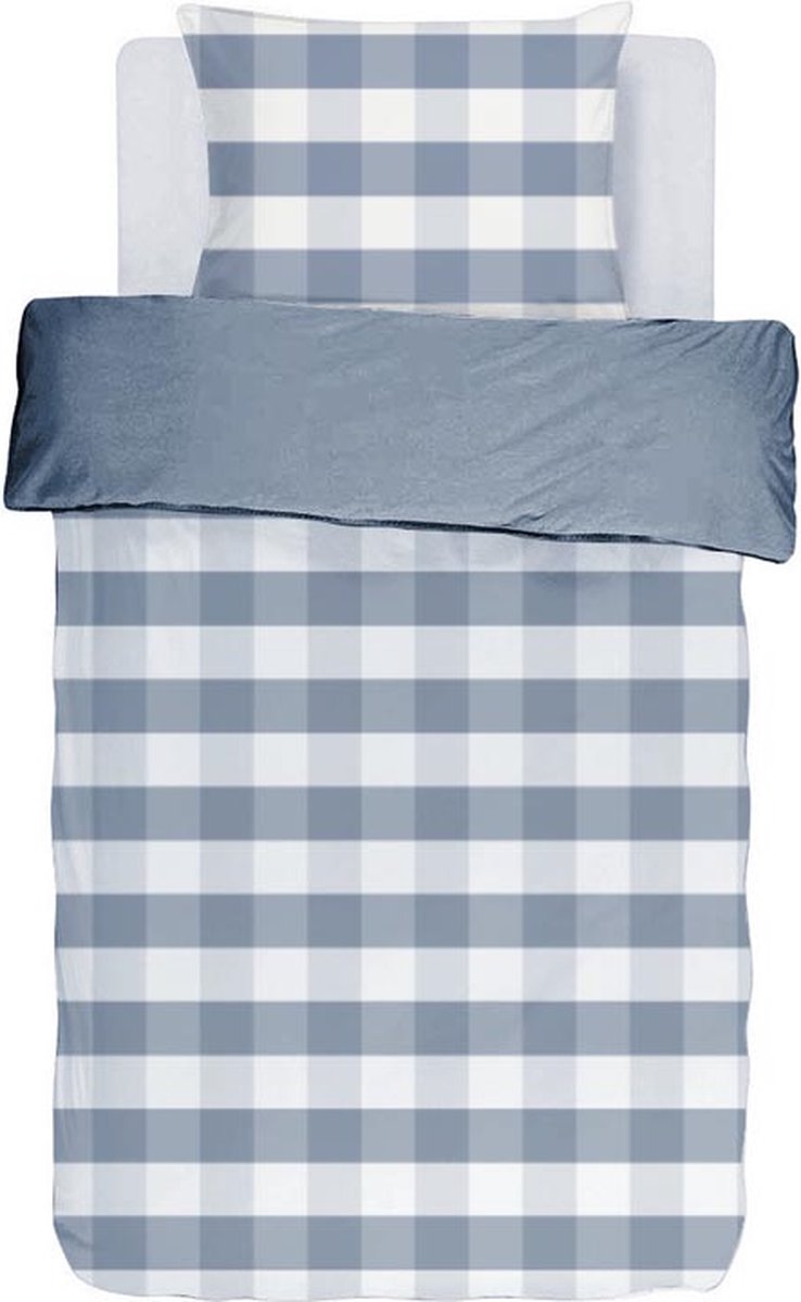 Dekbedovertrek EMMA Stone washed check katoen Blauw