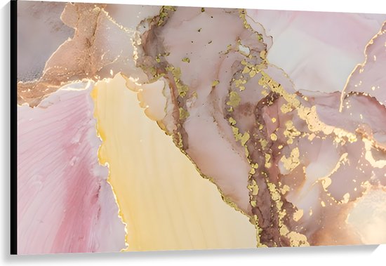 Canvas - Print van Roze met Goudkleurig Marmer - 120x80 cm Foto op Canvas Schilderij (Wanddecoratie op Canvas)