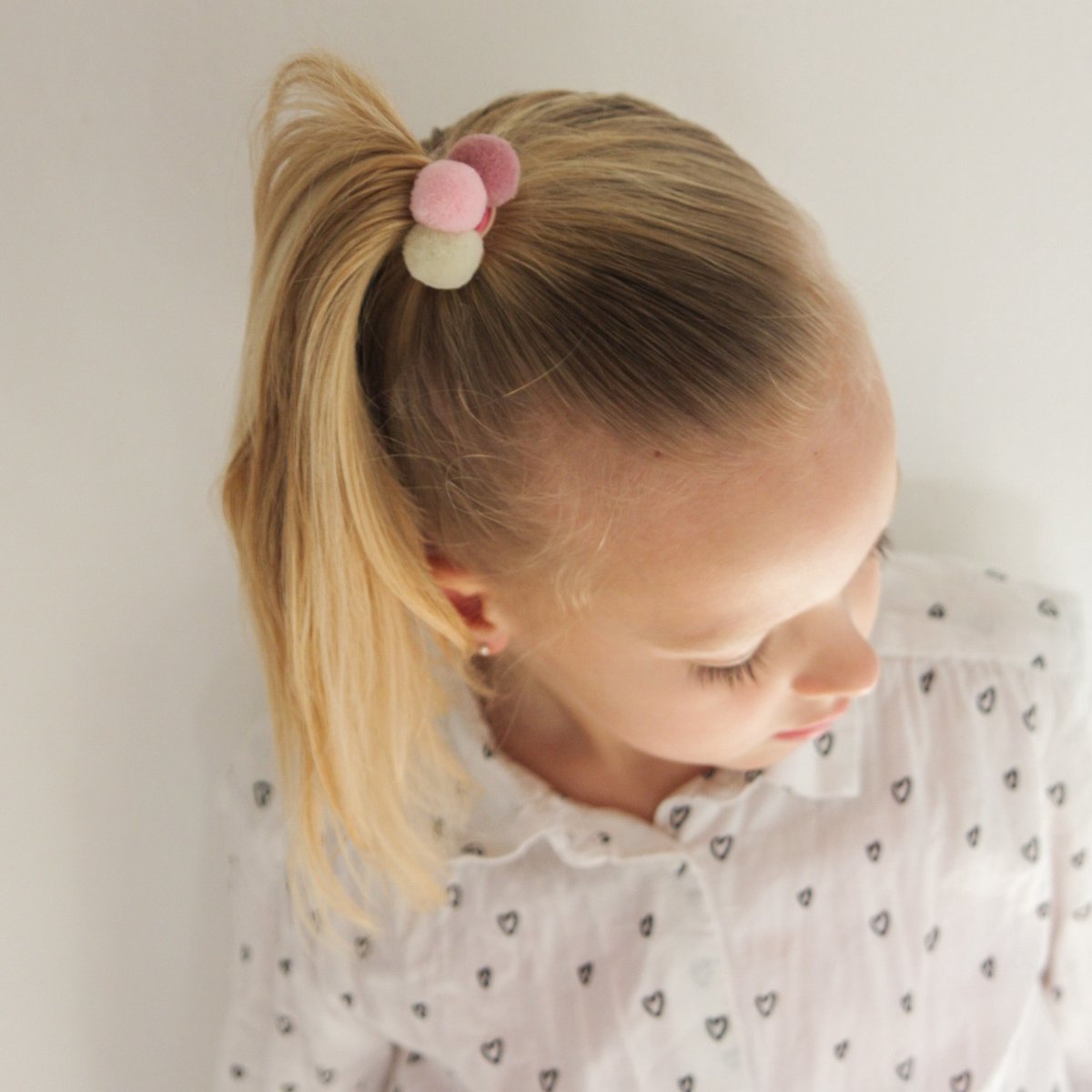 Basic mini haarelastiekjes met pompoms - honeylove | Roze | Baby