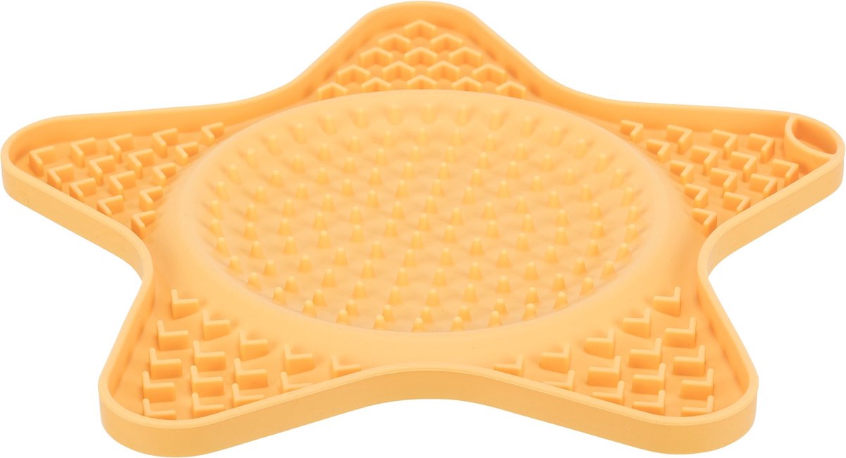 Trixie – lick’n’snack mat ster siliconen geel 23,5 cm – Likmat Hond – Likmat Kat