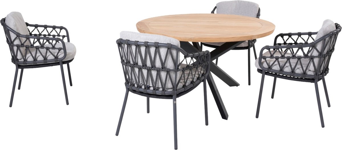 4SO Calpi/Prado 160 cm. ronde tuinset - 7-delig