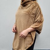 Microfibre Poncho Grand Luxe – Super zacht – Extra warm – 1 maat – Camel– 80x80cm – 280gr/m2