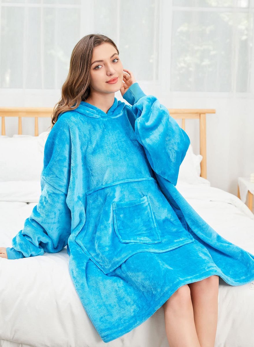 Deken hoodie sweatshirt, draagbare deken, oversized Sherpa met mouwen en gigantische zak, knuffelige hoodie, warm voor volwassen kinderen