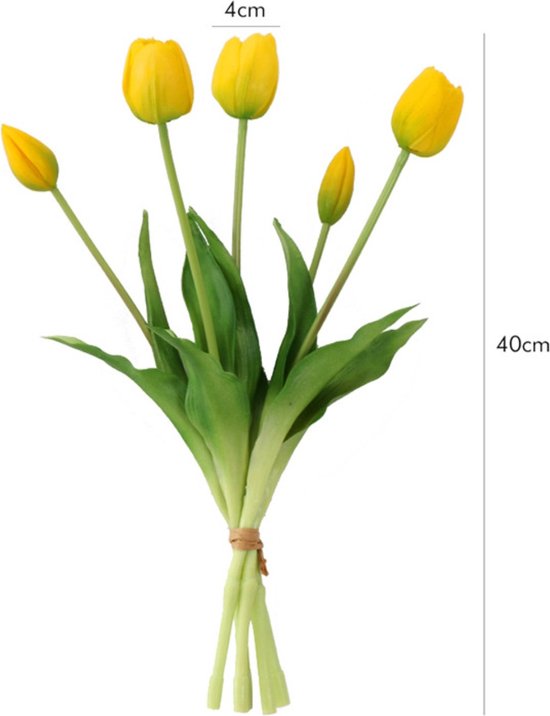 Real Touch Tulips - Orange - Real Touch Tulpen - Oranje - Tulpen - Kunstbloemen - Kunst Tulpen - Kunst Boeket - Tulp - 40 CM - Zijden Bloemen - Latex Bloem - Bruiloft - Voorjaar - Lente