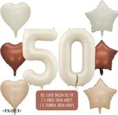 50 Jaar Cijfer Ballon - Snoes - Satijn Creme Nude Ballonnnen - Heliumballon - Folieballonnen