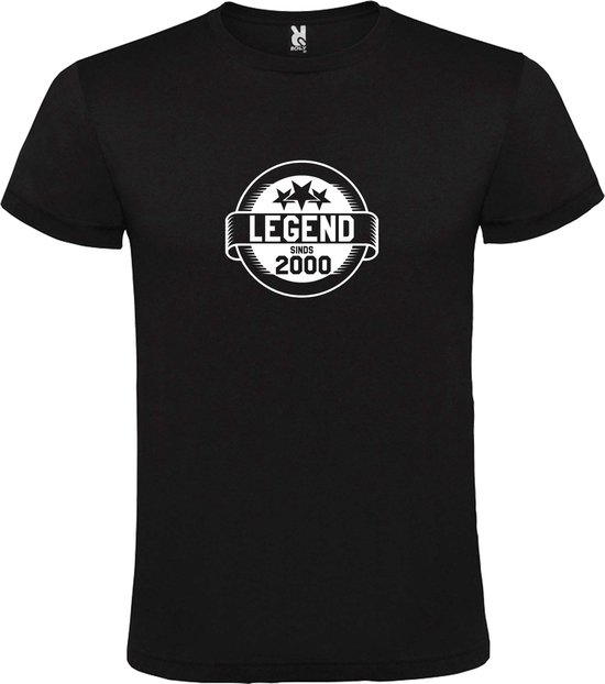 Zwart T-Shirt met “Legend sinds 2000 “ Afbeelding Wit Size XXXXL