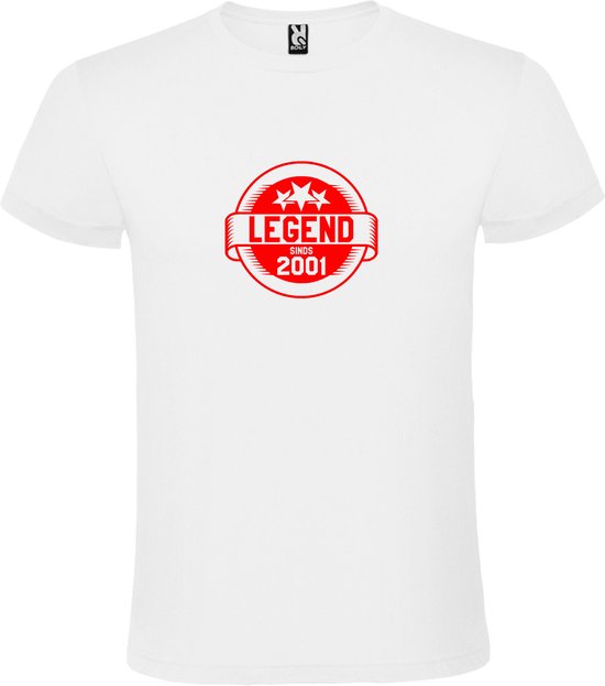 Wit T-Shirt met “Legend sinds 2001 “ Afbeelding Rood Size XXXXL