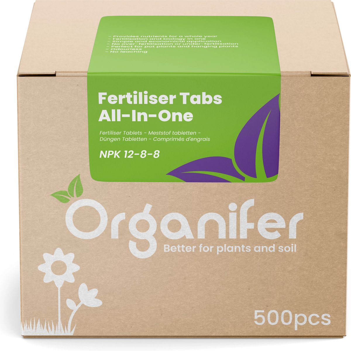 Mesttabletten All-In-One (500 tabs – voor 1 jaar plantvoeding) Ideaal voor Potplanten, Kuipplanten of Hangplanten - Organifer
