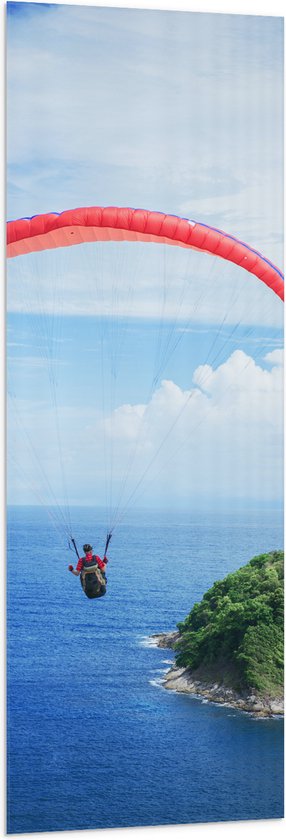 WallClassics - Vlag - Zweefvlieger boven het Water - 50x150 cm Foto op Polyester Vlag