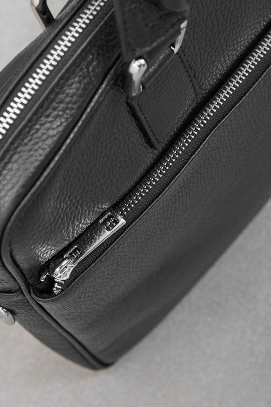 Shabbies Amsterdam leren crossbody tas SAAR zwart