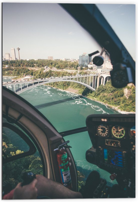 WallClassics - Dibond - Vue du pont depuis un hélicoptère - Photo 70x105 cm sur aluminium (avec système de suspension)
