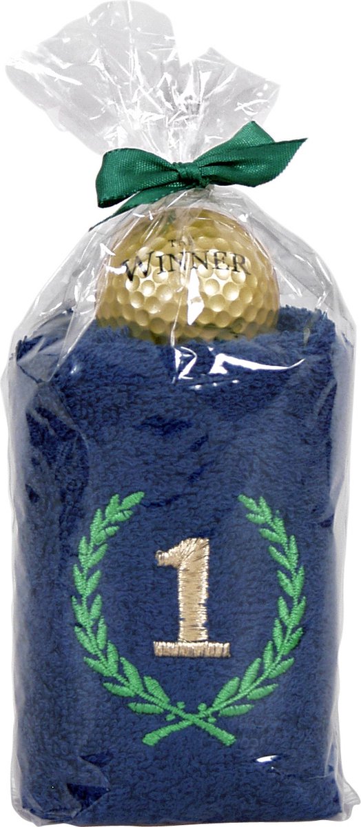 Golf cadeau - handdoek set Winner (blauw)