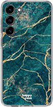 HappyCase Hoesje Flexibel TPU Aqua Marmer Print Geschikt voor Samsung Galaxy S23