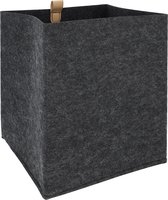 QUVIO Opbergmand - Organizer - Vierkant - Opbergbox - Opbergers - Makkelijk opbergen - Vilten bakje - 23 x  23 x 26,5 cm - Vilt - Zwart