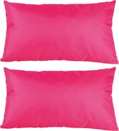 6x Bank/sier kussens voor binnen en buiten in de kleur fuchsia roze 30 x 50 cm - Tuin/huis kussens