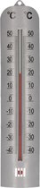 Zilveren binnen/buiten thermometer 6 x 27 cm - Thermometers voor binnen en buiten