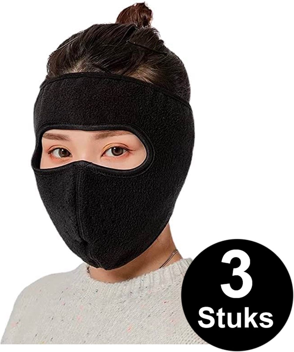 Facemask Zwart - Skimasker Heren/Dames Bivakmuts Met Ventilatie - Balaclava Masker met Klitterband - Gezichtsmasker - 3 Stuks