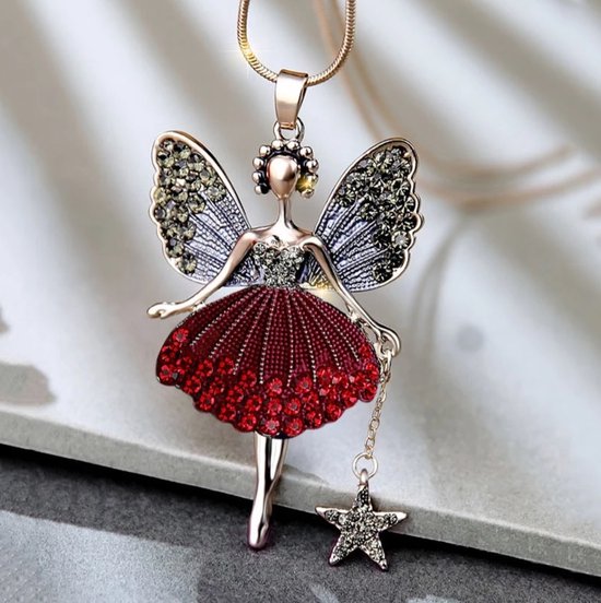 EmmyRovi | Hanger Ballerina | Rood Verzilverd | Ketting | Sieraad | Moederdag Cadeau