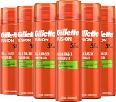 Gel de rasage Gillette Fusion à l'huile d'amande - Pour peaux sensibles - 6 x 200 ml