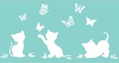 Raamsticker Katten - Vlinders - Muursticker - Cats - Butterfly - Wall art - Decoratief - Poezen - Kittens