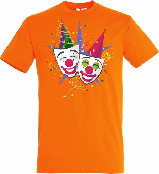 T-shirt kinderen Carnaval Masker | Carnaval | Carnavalskleding Kinderen Baby | Oranje | maat 92