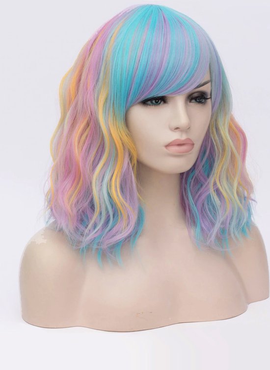 Perruque Arc-en-ciel Crêpée - Multicolore - Taille Unique Adulte - Pour Déguisement