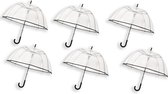 6 Stuks Transparante koepelparaplu 85 cm - doorzichtige paraplu - trouwparaplu - bruidsparaplu - stijlvol - plastic - automatisch - trouwen - bruiloft - trendy - fashionable