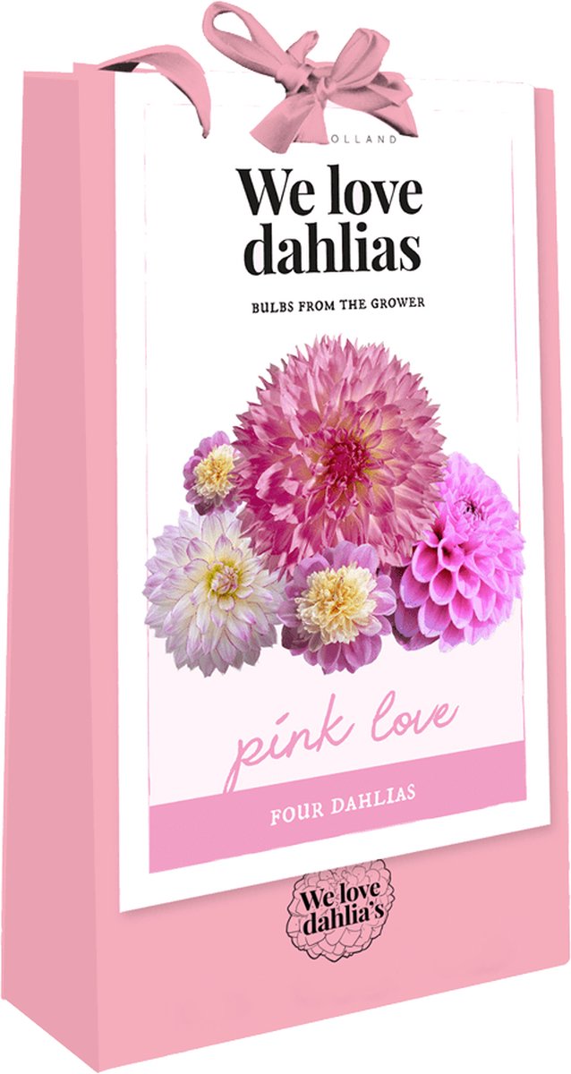 Tas we love dahlias pink love - 4st - Bloembollen - JUB Holland